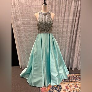 Mac Duggal Sleeveless Beaded Gown in Light Blue